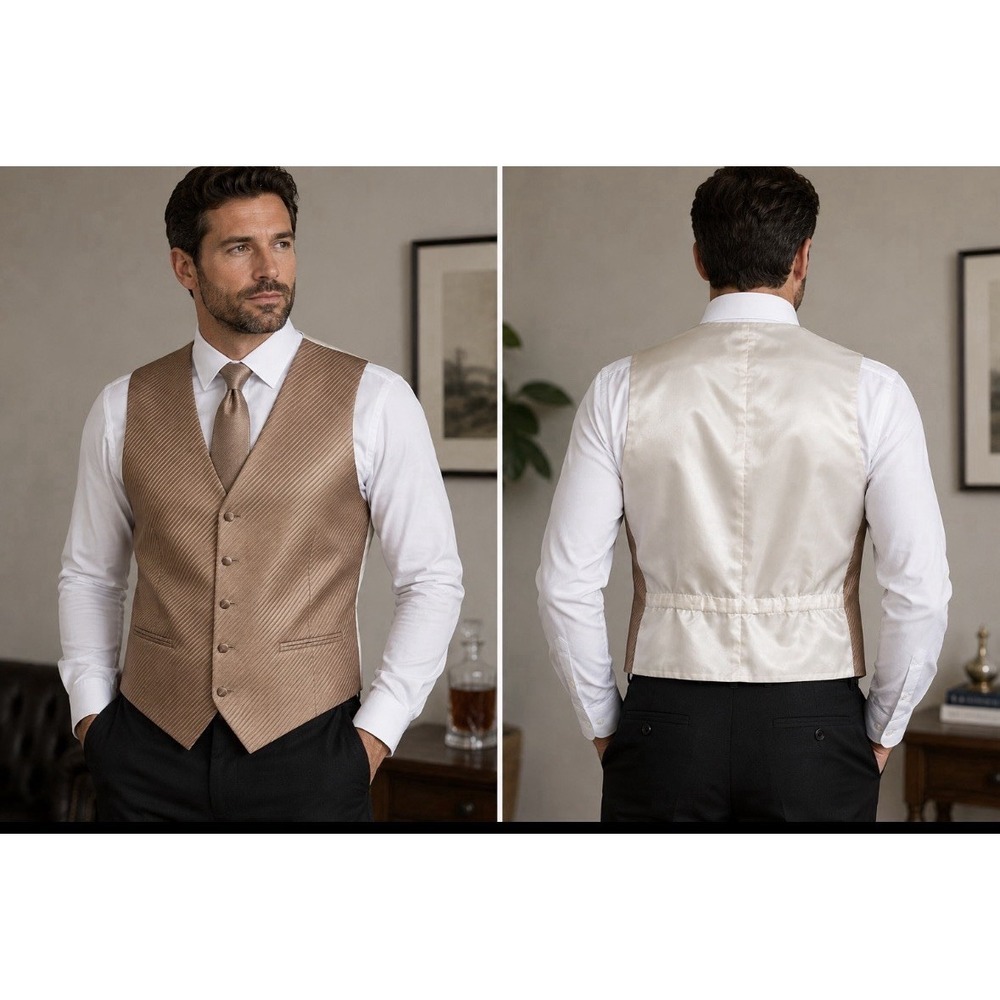 Cardi Collection Mens Bronze color Textured Formal Vest XLL